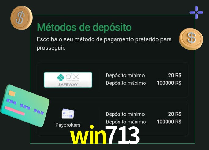 O cassino win713 oferece uma grande variedade de métodos de pagamento